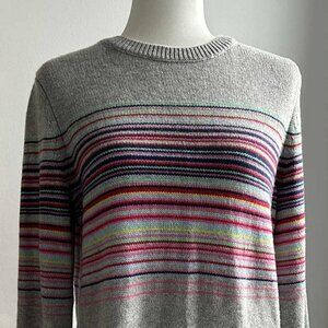 Gap Extra-Fine Merino Wool Color Stripe Sweater Dress Heather Grey – US M
